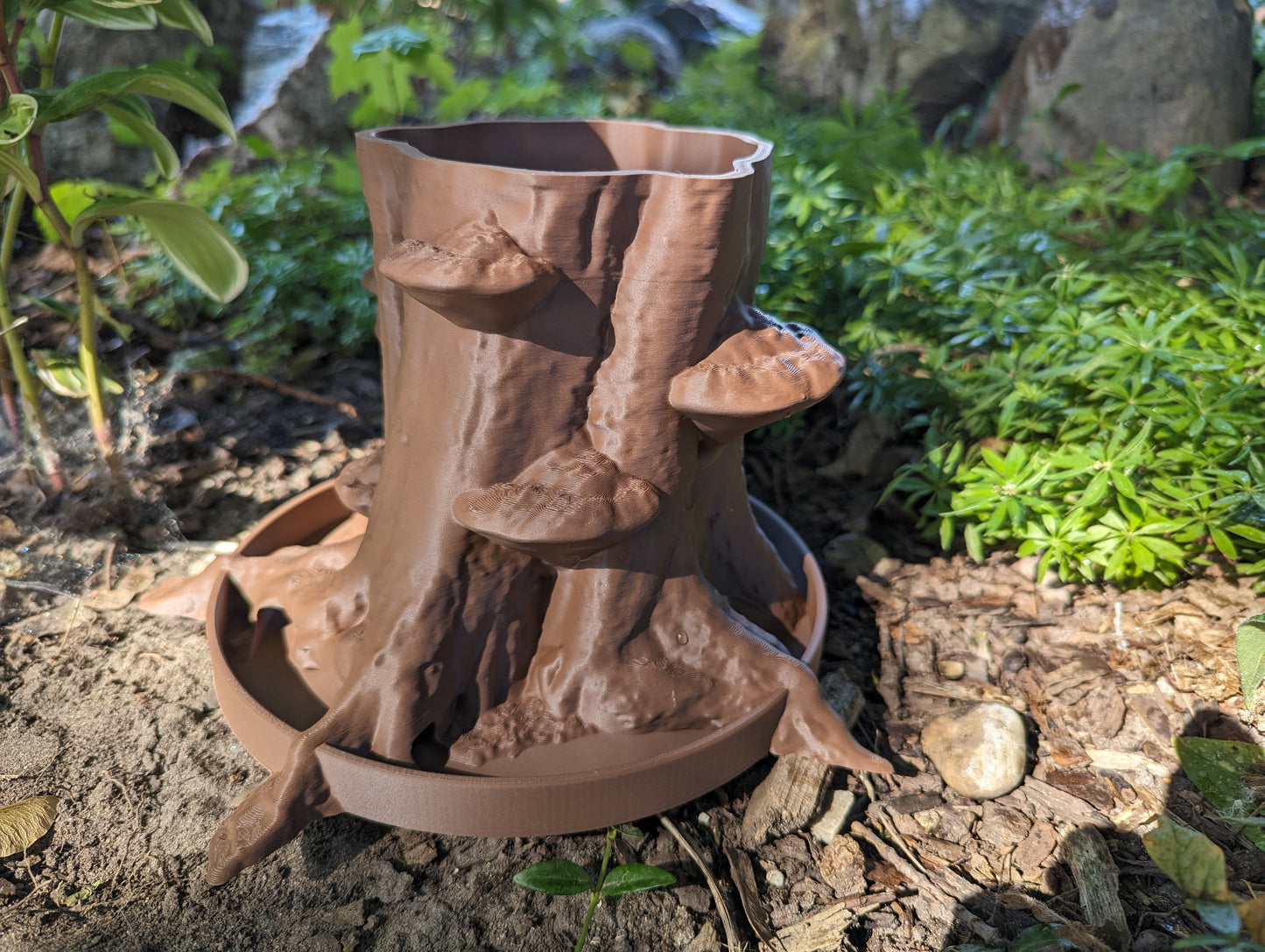 Stump with Mushrooms Planter or Pen Holder